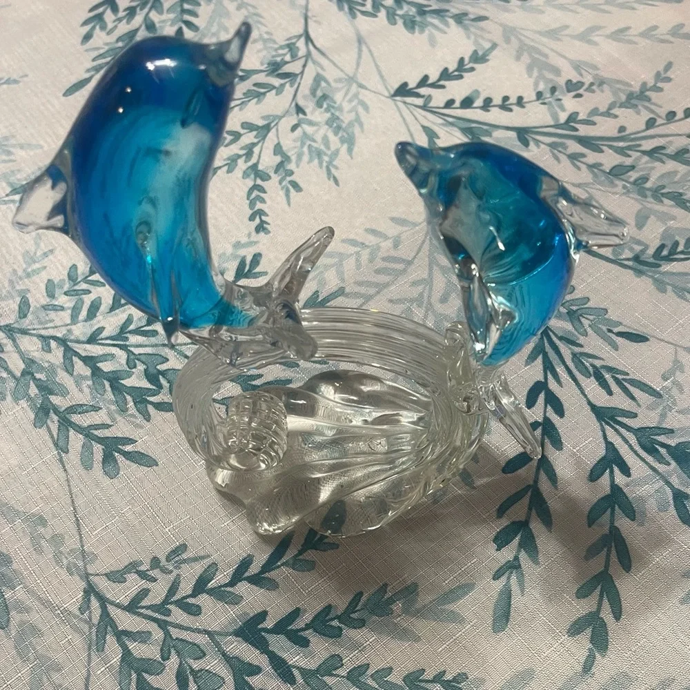 Blue Glass Dolphin Ornament